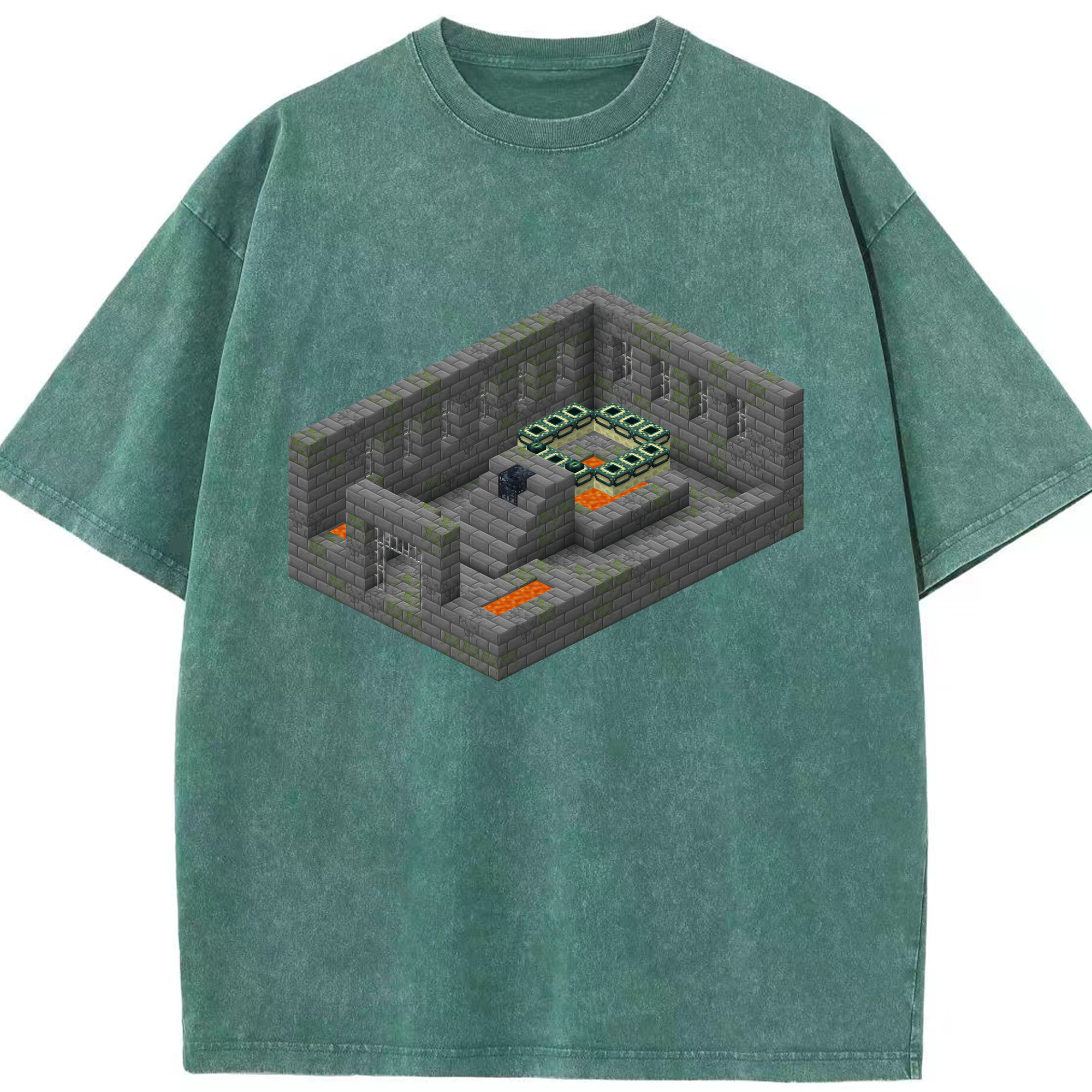 （画像用） マインクラフト ブロックの世界 Minecraft MC Block world 綿100% ヴィンテージ風 半袖Tシャツ（フロントプリント）